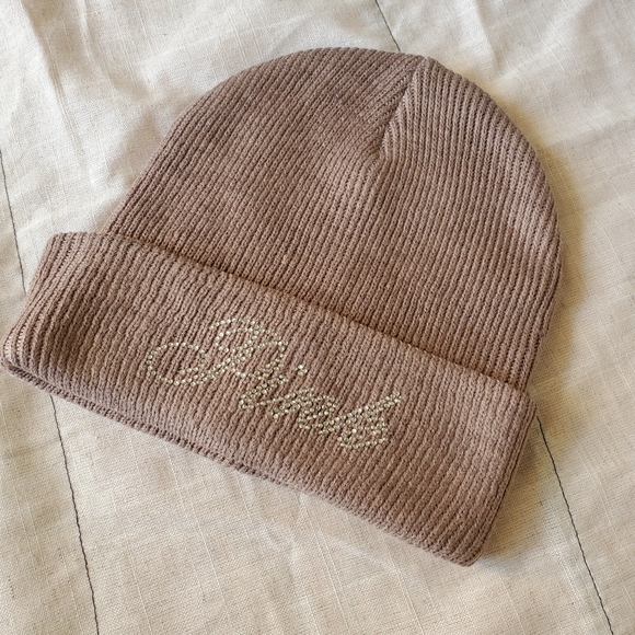 Pink By Victoria's Secret Mauve Ribbed Knit Beanie Hat - Picture 1 of 5